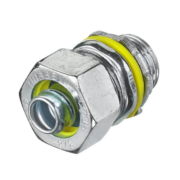 Hubbell Wiring Device-Kellems Kellems Wire Management, Liquidtight System, Straight Male Liquid Tight Connector, 3/8", Steel, Non-Insulated H038